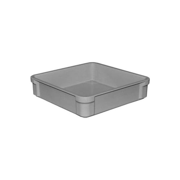 Mfg Tray Stackable Storage Tote, 14-3/8 in L x 14-3/8 in W x 3-1/2 in H, Gray, Fiberglass 8250085136 - main
